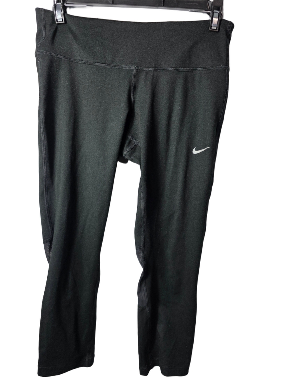 Nike Black Women's Stretch Athletic Leggings with Swoosh Small Dry Fit Y2K